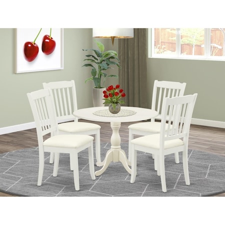 East West Furniture 5 Piece Dublin Dining Room Set - Linen White DMDA5-LWH-C